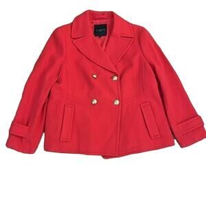 Talbots Double Breasted Wool Blend Peacoat Red Size 14P